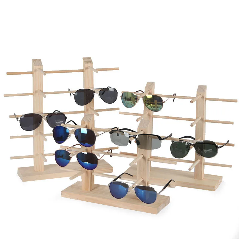 Многослойни Дървени витрини за слънчеви очила, поставка за очила, рафт, шкаф за показване на точки, държач за стойка за бижута, витрина за очила Изображение 5