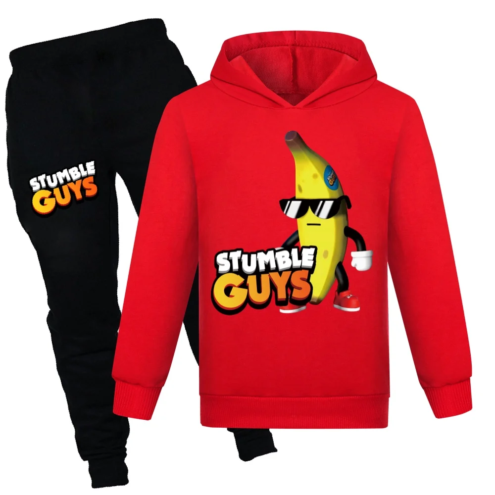 Нови есенни игри Stumble Guys Спортен костюм за момчета Мультяшная дрехи, Детски дрехи с качулка StumbleGuys за малки момчета Комплекти дрехи Изображение 0