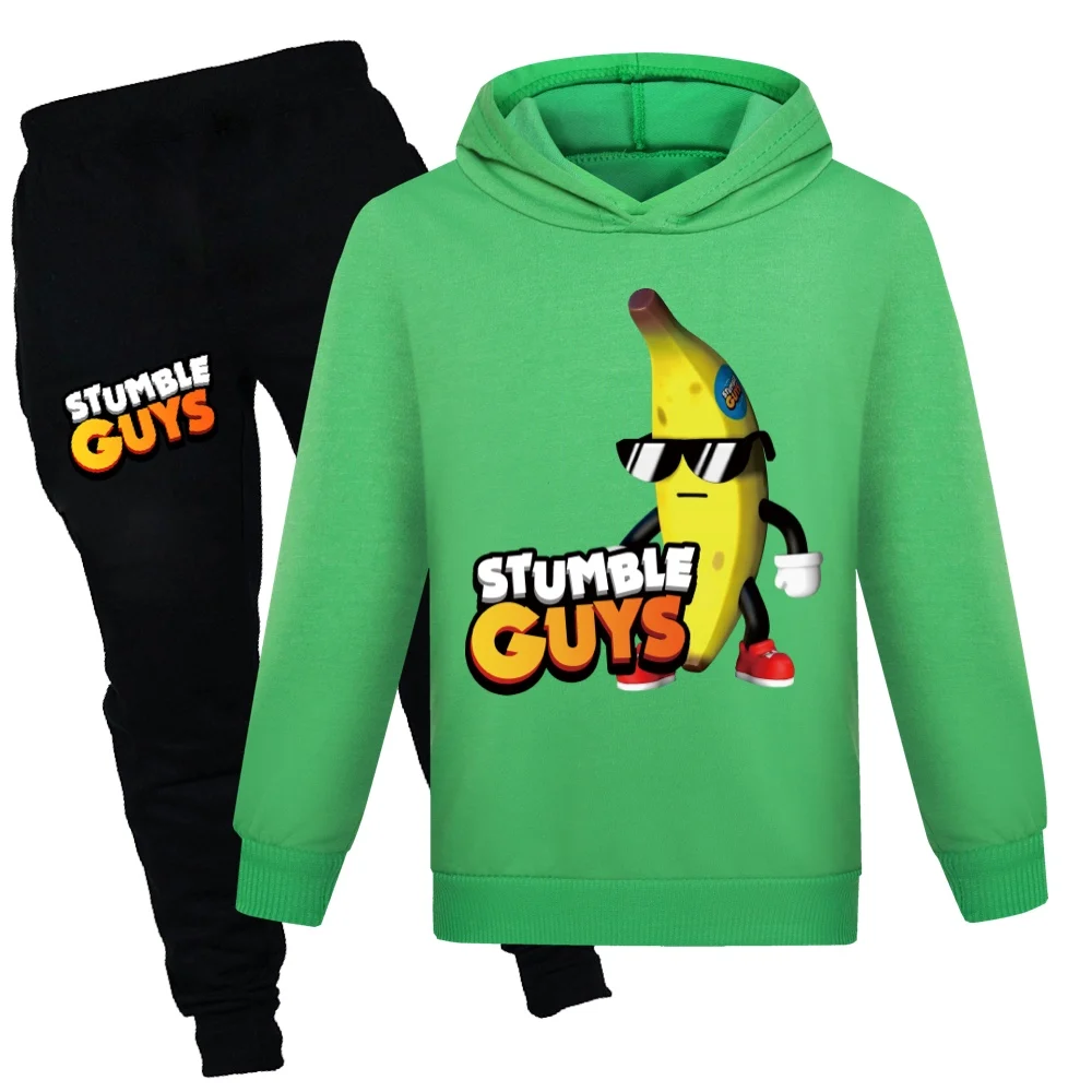 Нови есенни игри Stumble Guys Спортен костюм за момчета Мультяшная дрехи, Детски дрехи с качулка StumbleGuys за малки момчета Комплекти дрехи Изображение 1