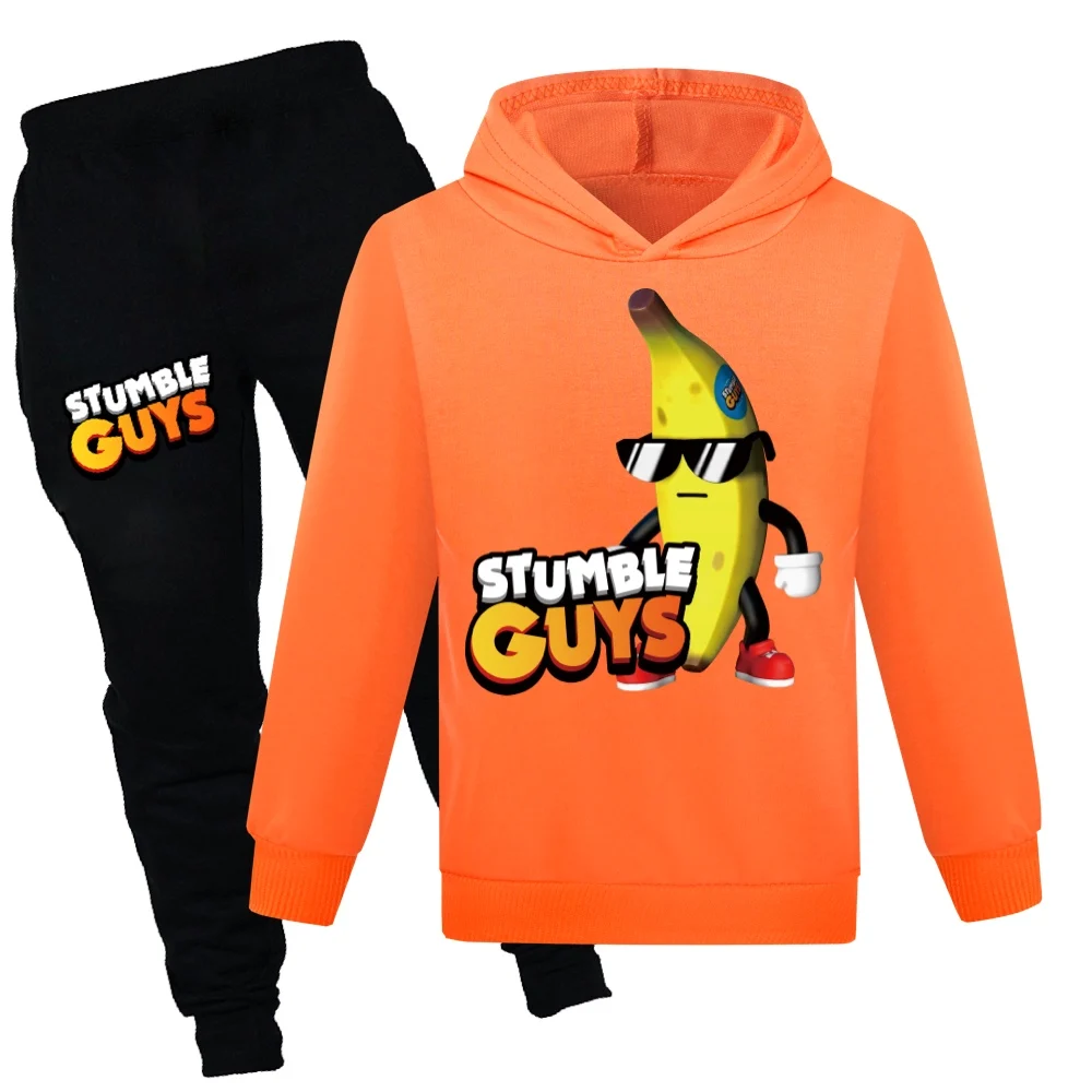 Нови есенни игри Stumble Guys Спортен костюм за момчета Мультяшная дрехи, Детски дрехи с качулка StumbleGuys за малки момчета Комплекти дрехи Изображение 4