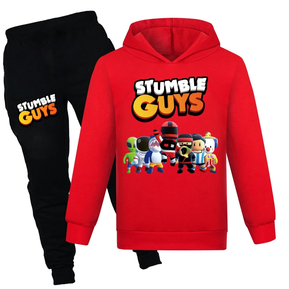 Нови есенни игри Stumble Guys Спортен костюм за момчета Мультяшная дрехи, Детски дрехи с качулка StumbleGuys за малки момчета Комплекти дрехи Изображение 5