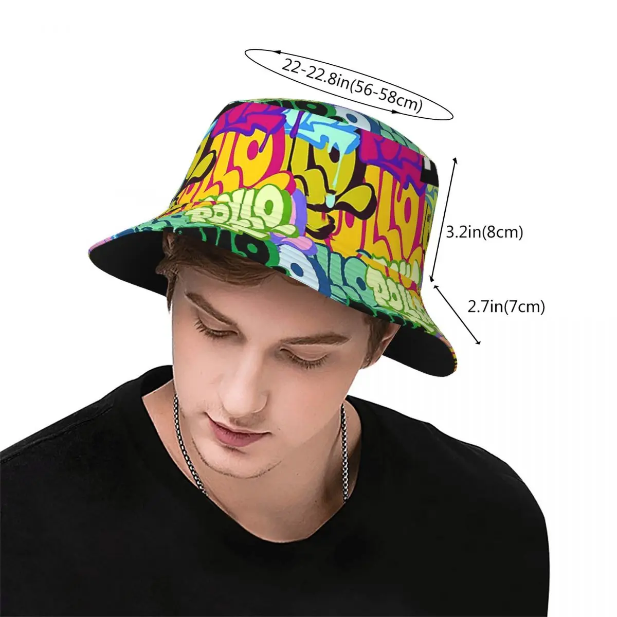 Цветни шапки-ведерки с графити за мъже и жени, лятна шапка-флопи за пътуване, уникални, сгъваеми шапки за туризъм, риболов, споделяте шапка Изображение 2