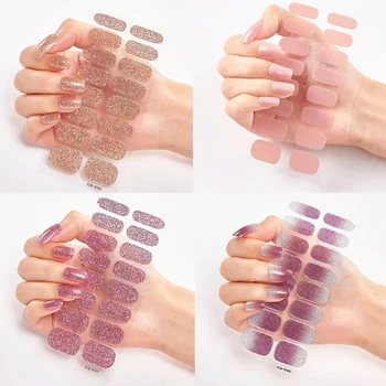 16 стикери за нокти Градиентные блестящи стикери за нокти Прости водоустойчиви стикери за нокти цветни обикновена едро