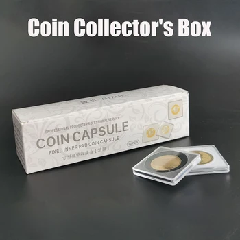 20pcs Прозрачен калъф за съхранение на капсули за монети с подплънки 20/25/30/35/40 мм за събиране на медали и монети
