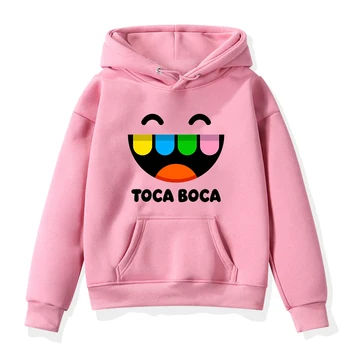 Детски блузи с анимационни принтом Toca Boca, ежедневни свитшоты Toca Life World, детски дрехи, зимата топъл пуловер с качулка за момчета и момичета