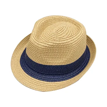 Плажна шапка ръчна изработка с блокиране на цвят, шапка-бомбе за родители и деца, сгъваема малка сламена шапка на едро