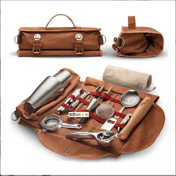 Пътна чанта за барман с преносим бар чанта и пагон, удобна за носене и съхранение, други инструменти в комплекта не са включени