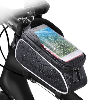 Рамката на велосипед чанти Предната горната тръба Велосипедна чанта Отразяваща елемент Чанта за мобилен телефон Притежателя на своята практика за закрепване на екрана на телефона Калъф за 6,0 см