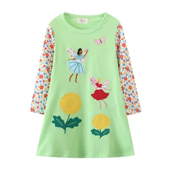 Рокли на принцеси за момичета от 2 до 12 години, есен-пролет, приказен костюм с цветна бродерия с дълъг ръкав за деца, хит на продажбите, хит на продажбите