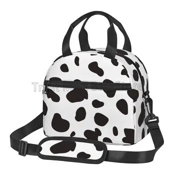 Случайна чанта за обяд Dalmatian Spots, преносим термоохладитель, чанти-тоут Bento със сменяем пагон за работа, на пикник, на плажа