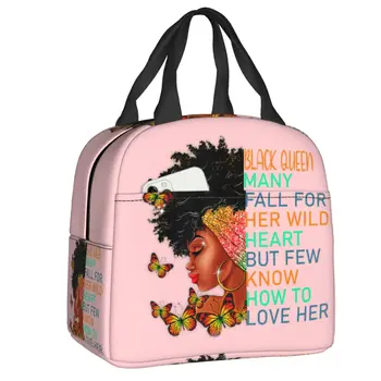 Чанта за обяд African Queen Черно Момиче, охладител, Термоизолированный обяд-бокс за жени, детска Работна, училищна храна, чанти за пикник