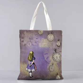 дамски пазарска чанта през рамо, жените холщовая чанта, дамска чанта-тоут, дамски чанти-тоут в стил Харадзюку 2023, чанта-купувач с принтом принцеса Алиса